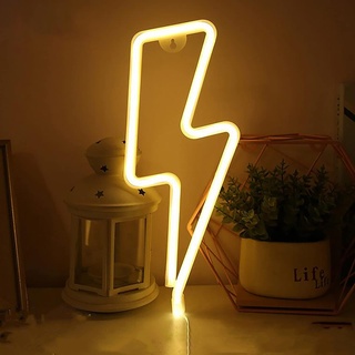 ENUOLI Blitz Neonlicht Neonlicht-Zeichen Warmweiß Neon-Schild Neon-Wand-Kunst-Dekor USB/Batteriebetriebene LED-Neon-Schild Blitz Neonlicht für Kinderzimmer Wohnzimmer Weihnachtshochzeitsfeier