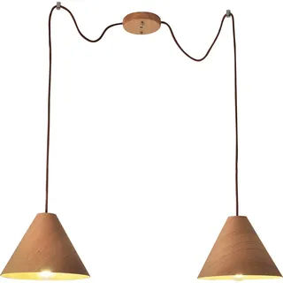 Fabas Luce Hängeleuchte , Holz, Textil , Walnuss , 25xBIS 350xBIS 350 cm , ISO 9001 , höhenverstellbar , Lampen & Leuchten, Leuchtenserien