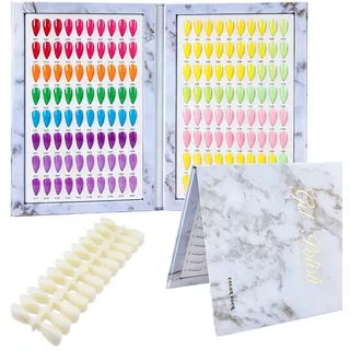 SUPERFINDINGS Nagelfarben Display Buch mit 192 Stück Nagelspitzen Nagellack Display Board Nagelfarben Chart Display Buch Nagellack Muster Buch mit Ersatzspitzen Salon Tools
