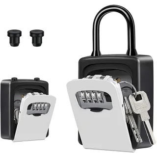 ZHEGE Schlüsseltresor mit Bügel, Schlüsselkasten mit Zahlencode, 4-Stellig Schlüsselbox mit Code für Draußen, Klein Schlüsselsafe Aussen Wetterfeste für Haus Schlüssel (Grau)