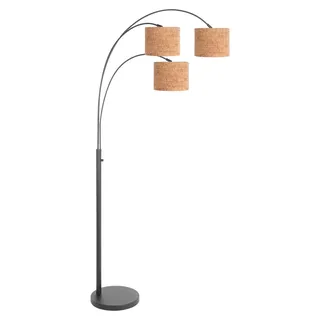 Stehlampe - natürlich schwarz - Sparkled Light - metall textil - bogenlampe - E27 - 4356ZW - Steinhauer - Schwarz