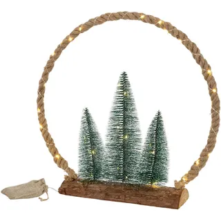 ECD-Germany Weihnacht Figur Jute Kreis , Naturfarben , Holz , 45x45x9.5 cm , Dekoration, Weihnachtsdekoration