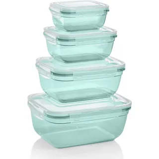 GRIZZLY Frischhaltedosen Set rechteckig mint 4-teilig 0,4 l, 0,8 l, 1,4 l, 2,3 l