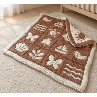 Betty Bean | Spieldecke Baby 100 × 100 cm – Wendbar & Gepolstert | Waschbare Krabbeldecke – ideal für Tummy Time, Rollen & erste Entdeckungen – Oberstoff aus 100 % Bio-Baumwolle