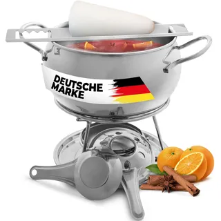 TOPANBIETER 999 Feuerzangenbowle Set - Hochwertiges Edelstahl-Set für Genuss und Hingucker - Inklusive Topf, Feuerzange, Stövchen und Brenner
