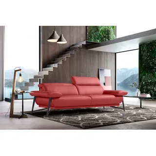 Egoitaliano 2,5-Sitzer »Anais, Designsofa mit erstklassigem Sitzkomfort, Fußfarbe schattengrau« Kopfteil verstellbar, 232 cm, Leder NUVOLE, rot, rot