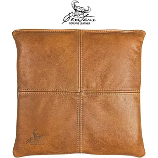 Centaur - Hochwertiges Leder Sitzkissen - Cognac Vintage 40x40 cm - Ideal für Stuhl oder Sitzbank - Abwaschbare Echtleder Stuhlkissen - Pflegeleichte Sitzauflage