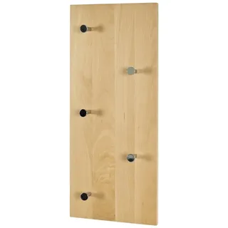 HAKU Möbel Wandgarderobe buche, chrom, Massivholz - Maße: B 60 cm x H 25 cm x T 6 cm, Style: Modern