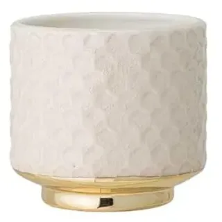 Nordring Retro Übertopf Vintage Pflanztopf für Zimmerplanzen, Sukkulenten Blumentopf Goldy S (10 cm ø), elfenbein, Keramik