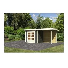 KARIBU Gartenhaus »ASKOLA 3«, Holz, BxHxT: 445 x 222 x 204 cm (Außenmaße inkl. Dachüberstand) - grau
