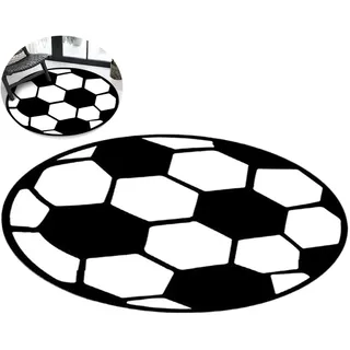 PLNVNVP Fußball-Teppich, Runder Fußballteppich, Fußballteppich für Kinderzimmer, Fußball Kurzflor Teppich,Kinder Schlafzimmer Stuhl Badematten (60×60cm)