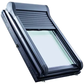 Original Roto Außenrollladen ZRO Rollladen Manuell mit Kurbel Anthrazit Metallic Doppelwandige Alu-Lamellen Außenrollladen für Roto Dachfenster der Baureihe Designo R7 mit Größe 114/140 | 11/14