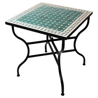 ORIGINAL Marokkanischer Mosaiktisch Gartentisch 70x70cm Groß eckig klappbar | Eckiger klappbarer Mosaik Esstisch Mediterran | als Klapptisch für Balkon oder Garten | Marrakesch Grün Natur 70x70cm - Grün, Beige, Schwarz