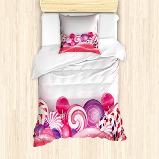 ABAKUHAUS Modern Mantele, Regenbogen-Strudel-Lutscher, Milbensicher Allergiker geeignet mit Kissenbezügen, 135 cm x 200 cm - 80 x 80 cm, Dunkler Coral Pale Pink