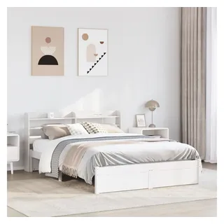 vidaXL Bettgestell mit Kopfteil ohne Matratze Weiß 120x200 cm