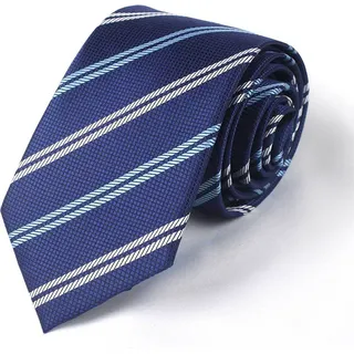 INF Klassische Krawatte aus Polyesterseide Blau + weiße Streifen