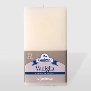 La Briantina Quadratische Duftkerze, Brenndauer 32 Stunden, Höhe 10 cm, Vanille, Duft Vanille