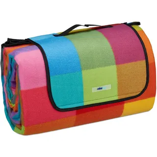 Relaxdays XXL Picknickdecke bunt 200 x 300 cm