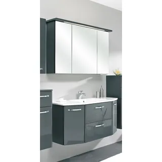 Saphir »Quickset 327 2-teilig, Waschplatz und LED-Spiegelschrank«, (Set, 2 St.), Anthrazit Hochglanz, inkl. Türdämpfer, 5 Türen, 1 Klappe, 1 Schublade