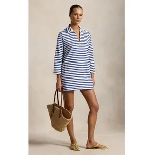Polo Ralph Lauren für Damen. 211A12913001 Baumwollkleid mit blauen Streifen (S), Lässig, Baumwolle, Langarm