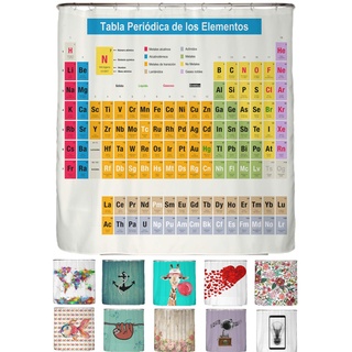 arteneur® - Duschvorhang Periodensystem Spanisch - Anti-Schimmel Duschvorhänge 180x200 - Recycelt mit mit Öko-Tex Standard 100 - Beschwerter Saum, Wasserdicht, Waschbar, 12 Ringe & ebook