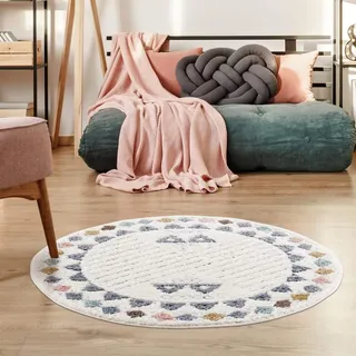 Carpet City "Focus 3034", bunt (mehrfarbig), H:20mm Ø:160cm, Polypropylen, Teppiche, Boho-Teppich, Hochtief-Muster/ 3D-Effekt, für Wohnzimmer, Schlafzimmer
