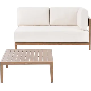 Beliani Gartensofa 2-Sitzer mit Tisch 0 x 0 x 0 cm Braun/Beige