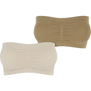 URBAN CLASSICS Damen Top Ladies Pads Bandeau 2-Pack, 2er Pack Bandeau für Frauen mit integrierten Brust-Pads, erhältlich in vielen Farben, Größen XS-L - M Kurz