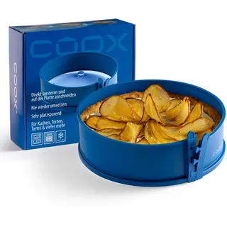coox Springform mit Glas-Servierplatte & Glasfüßen Ø 26 cm - Backen & Servieren in Einem I Antihaft-Silikon I Spülmaschinenfest I Kein Umsetzen I BPA-frei Blau