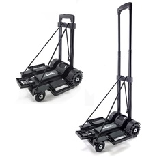 ZHJINGYU Folding Trolley, 80lbs Utility Cart mit 4 Rädern & 2 elastischen Seilen, Portable Rucksack Trolley, Gepäck Trolley, Lebensmittel Trolley, Reisen, Umzug (Schwarz-Stahl)