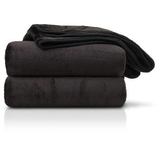 Amago - Kuscheldecke, Cashmere-Feeling, 220 x 240 cm - Schwarz