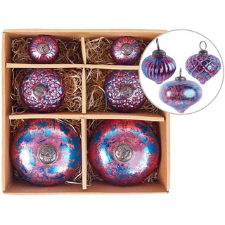 Beliani Weihnachtsbaumkugeln 9/11/16 cm Rosa Astrale , Glas , 15x9x15 cm , Dekoration, Weihnachtsdekoration, Christbaumschmuck