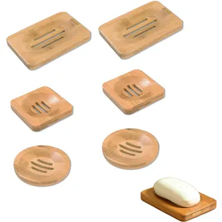 6 Stück Seifenschale Bambus, Holz Handgefertigte Seifenkiste, Seifenkiste aus Natürlichem Bambus, Geeignet für Badezimmer, zur Aufbewahrung von Seife(Braun)