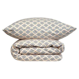 SCHIESSER Bettwäscheset Name | Feine Renforcé-Qualität | 2-teilig | Ornamentales Muster | 100% Baumwolle | Weich und glatt | YKK-Reißverschluss | 135x200 cm + 80x80 cm | Sand