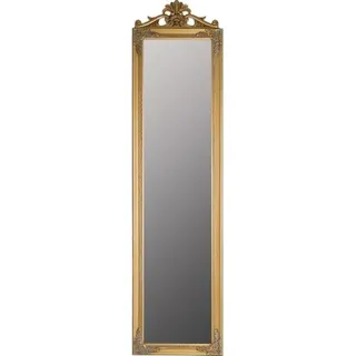 Casa Padrino Barock Standspiegel Gold mit wunderschönem antik-goldenem Barockrahmen und Ornamentaufsatz H. 180 cm - Handgefertigt - Gold