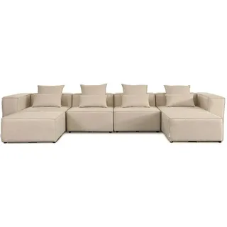 HOME DELUXE - Sofa VERONA - Beige, Größe: XXL - ca. 414 x 70 x 207 cm, Sitzhöhe: 46 cm, Sitztiefe: 80 cm, inkl. Kissen I Modulares Sofa Modulsofa Ecksofa Wohnlandschaft - Beige