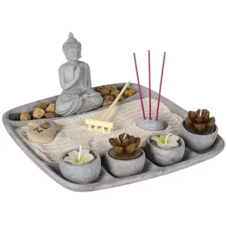 Atmosphera Createur d ́interieur Tablett Zen Garten 24/23 cm grau , Keramik , 23.5x13x24 cm , Dekoration, Dekofiguren & Skulpturen, Buddha-Statuen