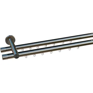 INDEKO Gardinenstange Paneelwagen 2-läufig Ø 20 mm 290 cm Silber