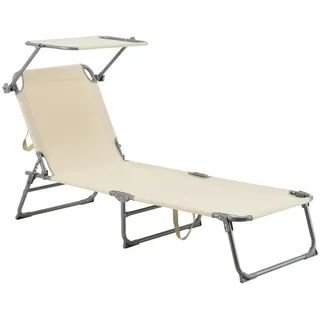 [en.casa] Sonnenliege Getaria 189 x 57 x 28 cm Beige