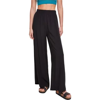 URBAN CLASSICS Ladies Wide Leg Viscose Pants schwarz