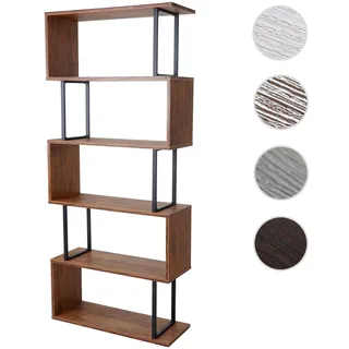 Bücherregal HWC-A27, Standregal Wohnregal, 183x80cm 3D-Struktur 5 Ebenen ~ Wildeiche-Optik, Metall s