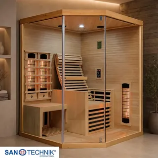 Sanotechnik Infrarotkabine , Naturfarben , Holz , Hemlocktanne , 150x195x150 cm , Freizeit & Co, Wellness & Gesundheit, Infrarotkabinen