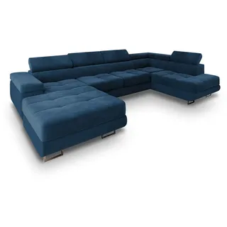 masseno Wohnlandschaft mit Schlaffunktion Casone , blau , Maße (cm): B: 345 H: 90