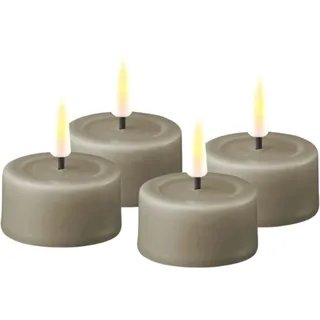 Deluxe Homeart Flammenloser Sand-LED-Teelichter, für den Innenbereich, mit Real FlameTM-Technologie, batteriebetriebene Kerze, 4 Stück