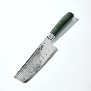 HexClad Nakiri Messer 16,5 cm – japanischer Damast, Full Tang | Rostfreier Damaststahl, Full-Tang-Konstruktion, Pakkaholzgriff, Gemüsemesser für saubere Schnitte
