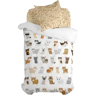 Cats Bettbezug set 2 teiliges 135 x 200 cm 100% Baumwolle Hergestellt in Europa - Bunt
