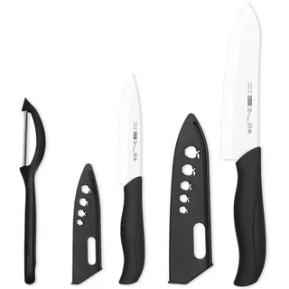 Keramikmesser Set Keramik Messer Küche: Scharf 2er Pack Messerset 15.5cm Kochemesser, 10.7cm Obstmesser Geschenk für Mama (Weiße Klinge)
