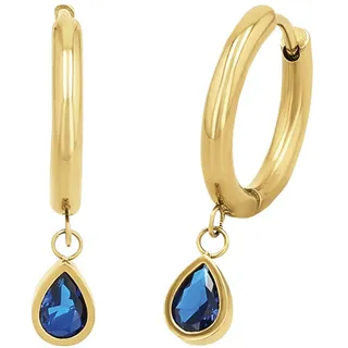 Amor Paar Creolen AMOR "2034293, 2036443, 2036466", gold (gelbgoldfarben, blau, blau), Ohrringe, Damen, Edelstahl, mit Zirkonia (synth.)