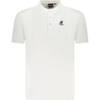 Herren Kurzarm-Poloshirt Weiß mit Stehkragen & Stickerei, Größe: S Farbe: Bianco - Weiß