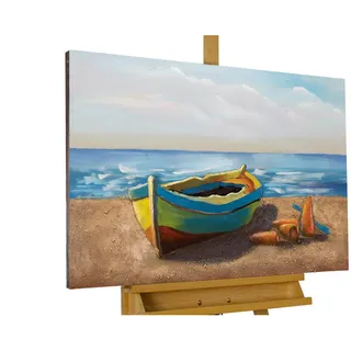 Kunstloft Metallbild Blau 90/60 cm , Blau, Beige , Metall , 3.37x60 cm , Bilder & Rahmen, Bilder, Holz & Metallbilder